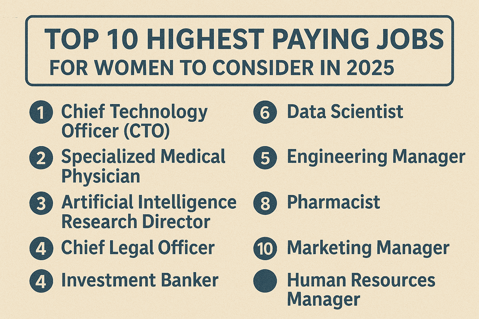 Top 10 Highest Paying Jobs for Women to Consider in 2025