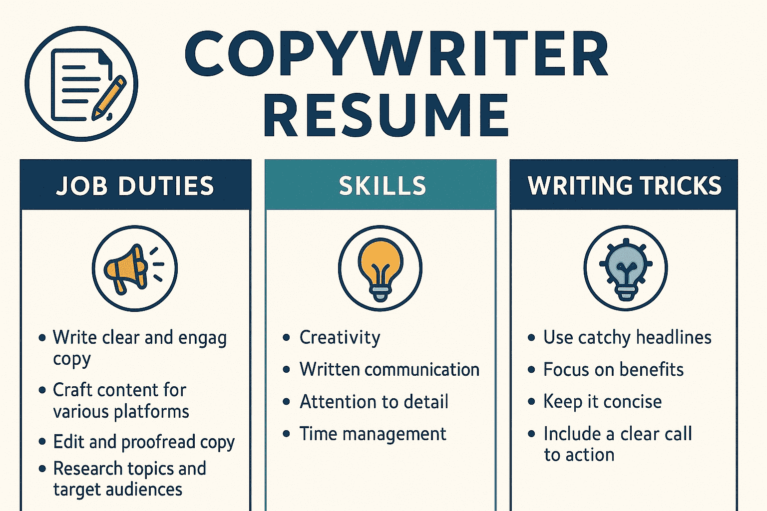 Copywriter Resume: Job Duties, Skills & Writing Tricks