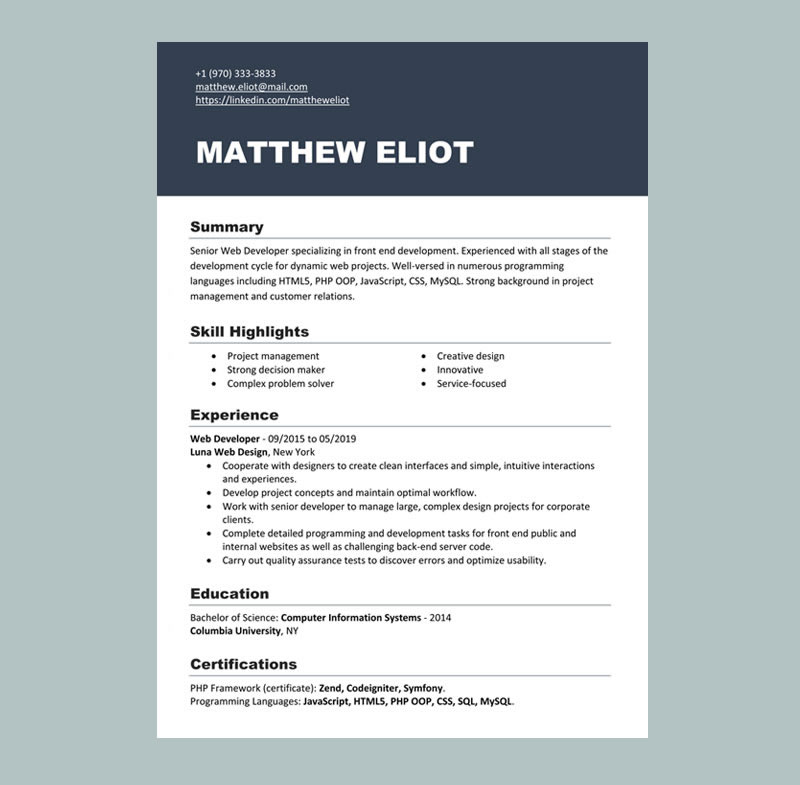 Mila Resume Template