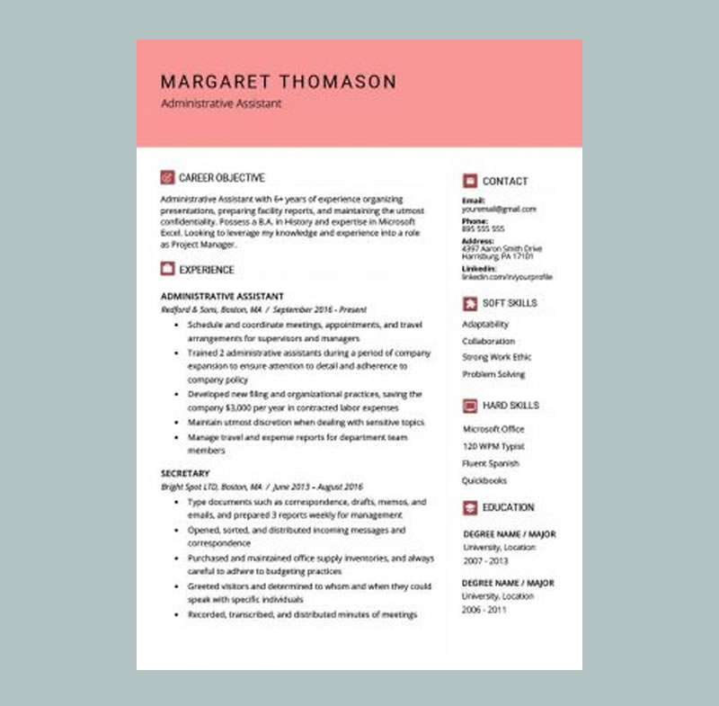 Stylish Resume Template Red