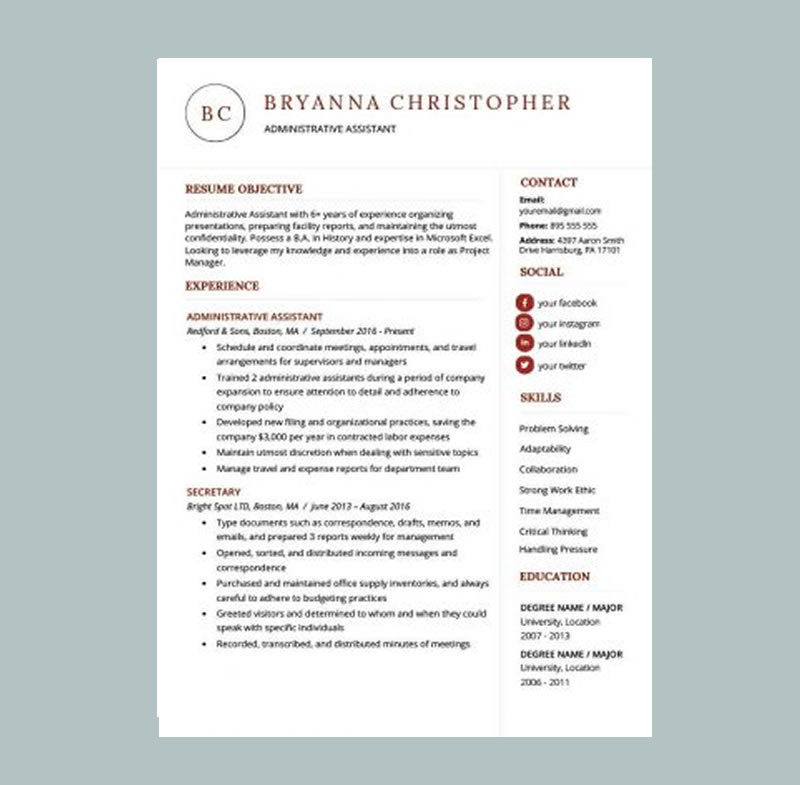 Unique Resume Word Templates Pack  Red