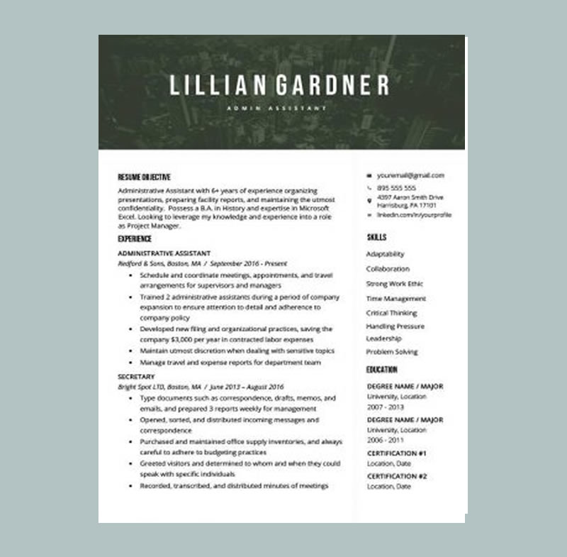 Majestic Resume Word Template Green