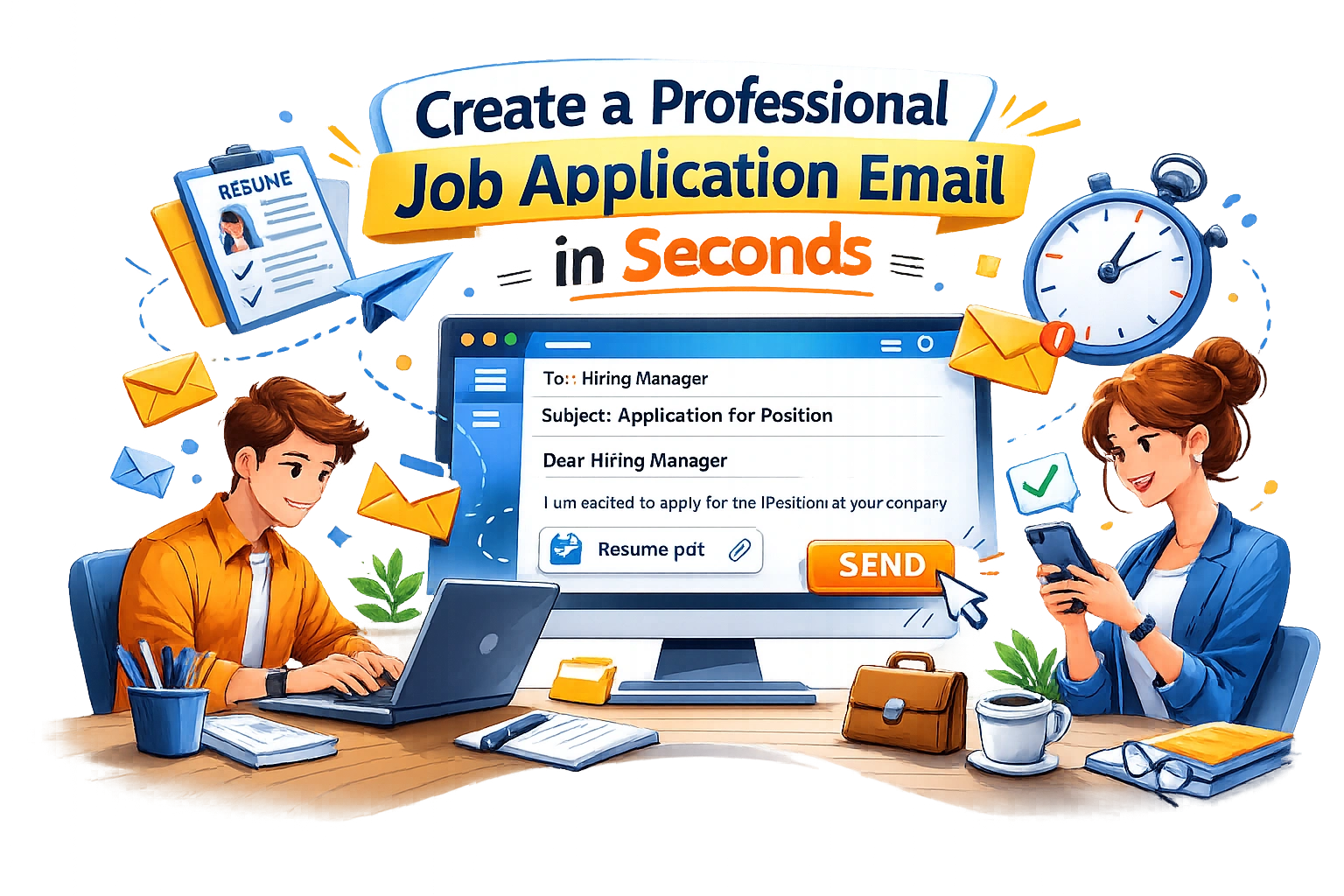 Job application email writing illustration