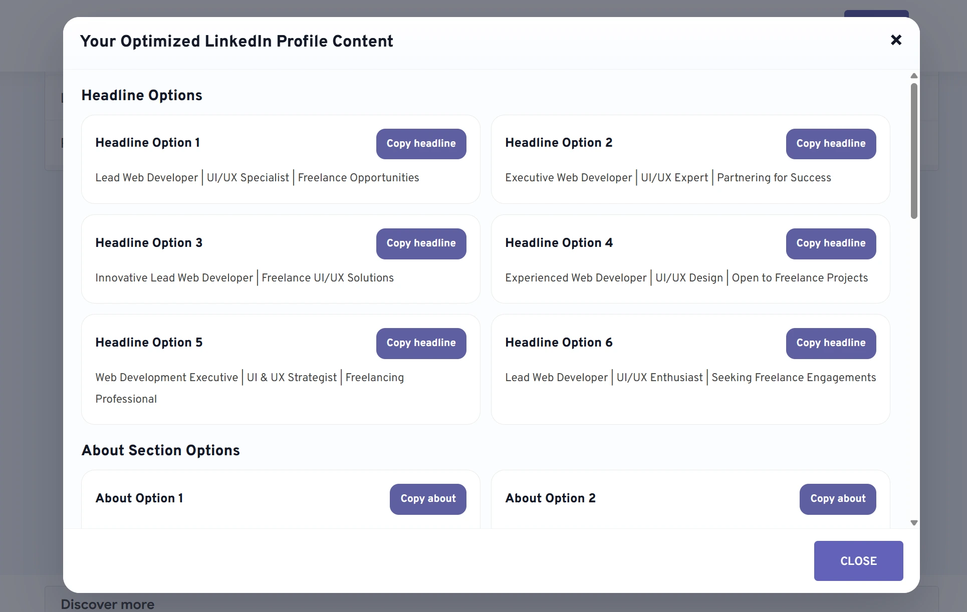 LinkedIn headline and about section generator illustration