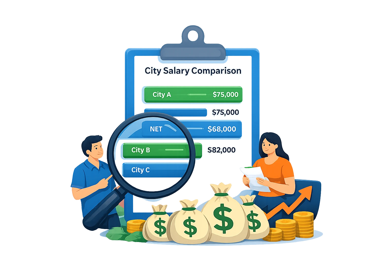 Salary calculator and take home pay estimation illustration